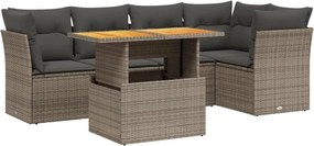 vidaXL 5 részes szürke polyrattan kerti ülőgarnitúra párnákkal