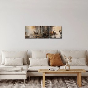 Kép - Vintage vadvilág festmény (órával) (90x30 cm)