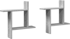 vidaXL 2 db szürke sonoma színű szerelt fa fali polc 50 x 12 x 50 cm