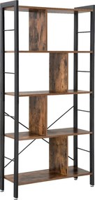 Könyvespolc, tárolópolc, rusztikus barna 154x74x30cm