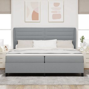 Boxspring Ágy Matrac Kép Barnás Szürke 200x200 cm Szövet