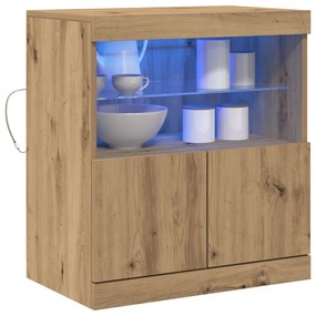 LED világításos oldalszekrény, Mesteri tölgy 60x37x67 cm