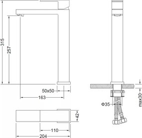 AREZZO design CUBEFIELD magasított mosdócsaptelep, szálcsiszolt arany