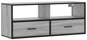 szürke sonoma színű szerelt fa és fém TV-szekrény 100x31x39,5cm