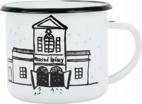 Zománc bögre 8 cm/0,35l, fehér "húsbolti" dobozban