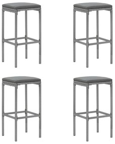 5 részes szürke polyrattan kerti bárszett párnákkal