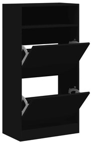 fekete szerelt fa cipőszekrény 60x34x116 cm