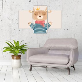 Kép - Bézs mackó koronával (90x60 cm)