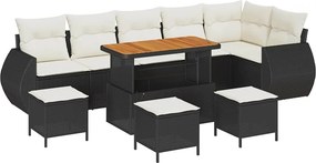 vidaXL Kerti Kanapé Szett 10 pcs Fekete polirattan