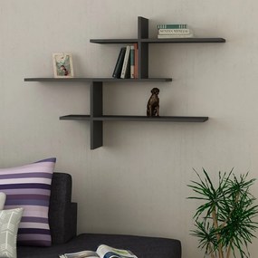 Antracitszürke többszintes fali polc 123 cm Leo – Kalune Design