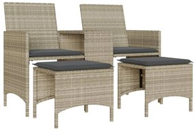 2 személyes szürke polyrattan kerti kanapé asztallal/székkel