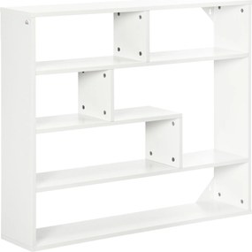 HOMCOM 4-Rétegű Falpolc 7 Nyitott Rekesszel Nappali, Hálószoba, Iroda Modern Stílus 94x19.5x80 cm Fehér | Aosom