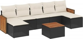 vidaXL 8 részes fekete polyrattan kerti ülőgarnitúra párnákkal