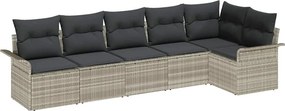 vidaXL Kerti Kanapé Szett tárolóval 6 pcs Világosszürke polirattan