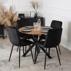 Étkezőasztal 80 cm méretben, arany tölgy/fekete színben LAUREN