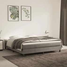 Világosszürke bársony rugós ágy matraccal 180x200 cm