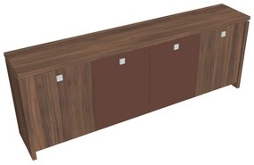 Verno alacsony szekrény 248 x 46 x 90 cm, kombinált ajtó, dió / barna