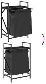 fekete tölgyfa mosodai kosár 1 rekeszes polccal