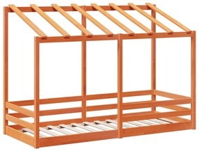 viaszbarna tömör fenyőfa gyerekágy tetővel 75 x 190 cm