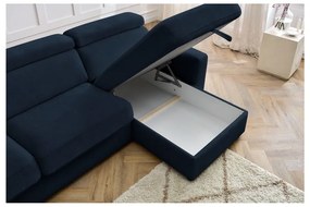 Sötétkék kinyitható sarokkanapé (variálható) Monaco – Bobochic Paris