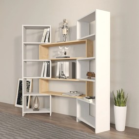 könyvespolc Poyraz - White, Oak