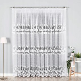 Hosszú függöny zsakárd mintával, nappaliba, erkélyre, 250cm, fehér