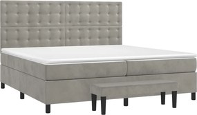 vidaXL világosszürke bársony rugós ágy matraccal 200x200 cm