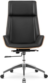 Fekete Eco-bőr Irodai Forgószék WOODY