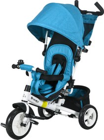 HOMCOM 6 az 1-ben tricikli tolófogantyúval, kisgyermek tricikli levehető napernyővel, párnával, 5-pontos biztonsági övvel, kosárral, pohártartóval 1-5