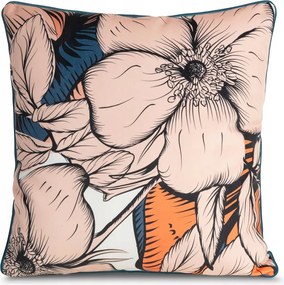 Emma díszpárnahuzat 60x60 Eurofirany púderrózsaszín, sötétkék, virágos