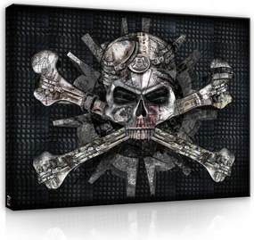 Vászonkép 60x40 Koponya csont fém szemüveg ipari szemüveg sötét szimbólum