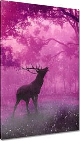 Vászonkép 80x120 Szarvas a varázslatos erdőben