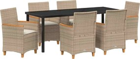 vidaXL Kert étkező szett 7 pcs Bézs polirattan