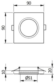 Lámpa Mennyezeti lámpatest PALACE, IP20, négyzet, fekete, üveg