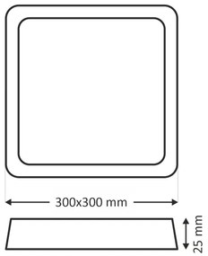 LED mennyezeti lámpatest LED/24W/230V 3000/4000/6500K 30x30 cm fekete