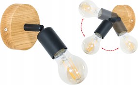 Plafon Mennyezeti Függő Lámpa Tölgy Retro Ovális 10cm E27 Mozgatható Falra szerelhető