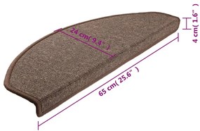 10 db kávébarna lépcsőszőnyeg 65x24x4 cm