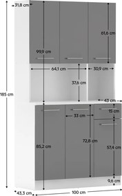 Hatajtós szekrény, fehér/grafit, PELION NEW
