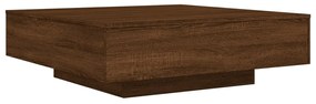 barna tölgyszínű dohányzóasztal LED-lámpákkal 100 x 100 x 31 cm