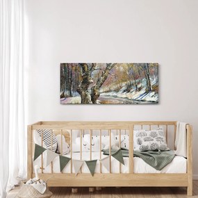 Egy festett téli táj képe (120x50 cm)