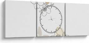 Kép - Bézs virágok pillangóval N⁰2 (órával) (90x30 cm)