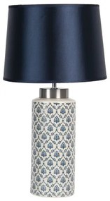 Kerámia asztali lámpa kék műanyag/textil búrával,28x51cm