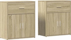 vidaXL 2 db sonoma tölgy színű szerelt fa tálalószekrény 60x31x70 cm