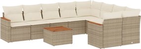 vidaXL 10 részes bézs polyrattan kerti ülőgarnitúra párnával