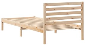 Ágykeret fejtámlával Barna 90 x 210 cm Tömör fenyőfa