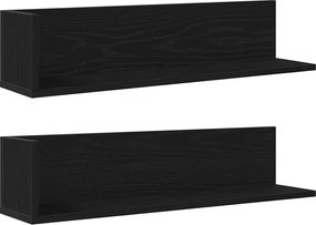 vidaXL 2 db fekete szerelt fa fali polc 75 x 16,5 x 16,5 cm