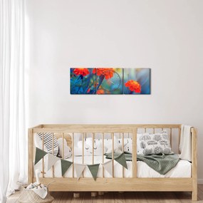 Kép - Narancssárga virágok (órával) (90x30 cm)