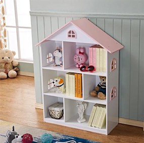 Gyerek könyvespolc, fehér/rózsaszín, MAISON TYP 1