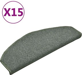 vidaXL 15 db sötétzöld, félkör alakú, nagy lépcsőszőnyeg 65 x 24 x 4 cm
