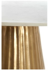 Fehér-bronzszínű kerek étkezőasztal márvány dekoros asztallappal ø 100 cm Leyda – Light &amp; Living